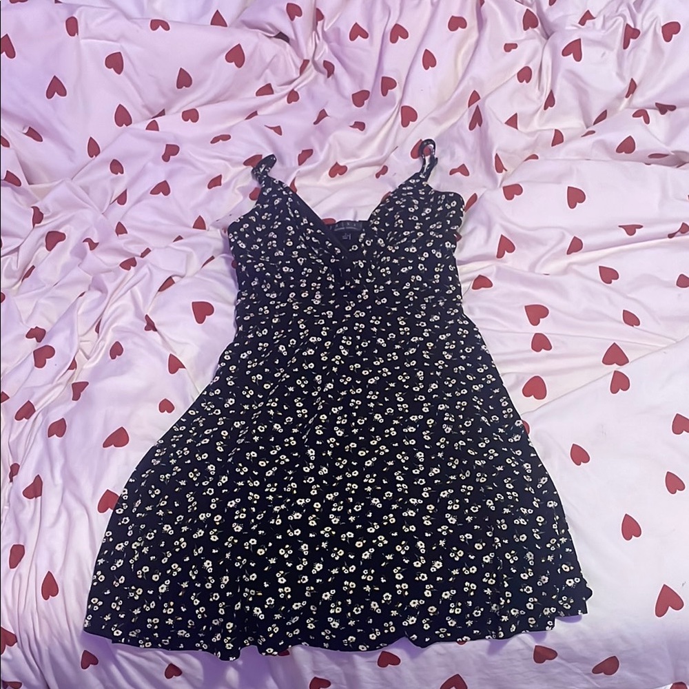 Trixxi Black Dress with White Floral Design